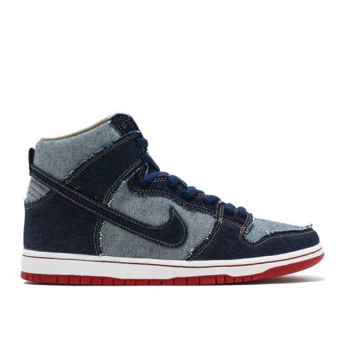 【 NIKE REESE FORBES X SB DUNK HIGH 039 DENIM 039 / MIDNIGHT NAVY UNIVERSITY RED 】 エスビー ダンク ハイ 紺色 ネイビー 赤 レッド ダンクハイ スニーカー メンズ ナイキ