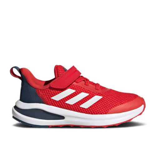 【 ADIDAS FORTARUN EL K J 039 VIVID RED WHITE 039 / VIVID RED CLOUD WHITE CREW NAVY 】 アディダス 赤 レッド 白色 ホワイト クルー 紺色 ネイビー ジュニア キッズ ベビー マタニティ スニーカー