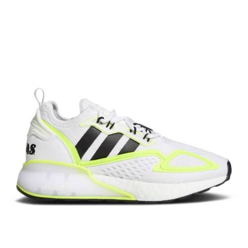 【 ADIDAS ZX 2K BOOST J 'WHITE SOLAR YELLOW' / CLOUD WHITE SOLAR YELLOW CORE 】 アディダス ブースト 白色 ホワイト 黄色 イエロー コア ジュニア キッズ ベビー マタニティ スニーカー
