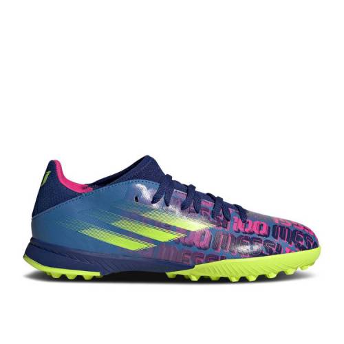 【 ADIDAS X SPEEDFLOW MESSI.3 TF J 'NUMBERSUP' / VICTORY BLUE SHOCK PINK SOLAR YELLOW 】 アディダス ビクトリー 青色 ブルー ショック ピンク 黄色 イエロー ジュニア キッズ ベビー マタニティ スニーカー