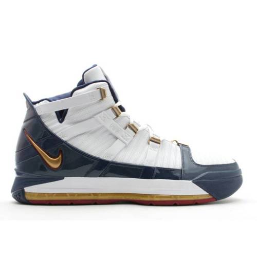 【 NIKE ZOOM LEBRON 3 'AREA CODE 330' / WHITE NAVY CRIMSON GOLD 】 ズーム レブロン 白色 ホワイ...