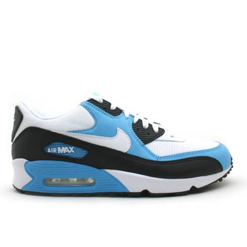 【 NIKE AIR MAX 90 LEATHER / WHITE WHITE BLACK VIVID BLUE 】 マックス レザー 白色 ホワイト 黒色 ブラック 青色 ブルー エアマックス スニーカー メンズ ナイキ