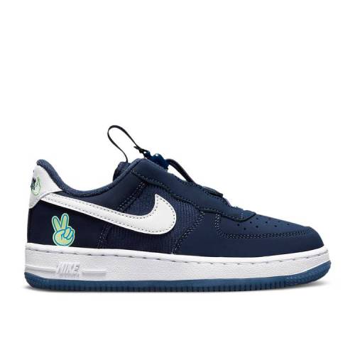 【 NIKE FORCE 1 TOGGLE SE PS 'PEACE' / MIDNIGHT NAVY LIME GLOW WHITE 】 紺色 ネイビー ライム 白色 ホワイト ジュニア キッズ ベビー マタニティ スニーカー ナイキ