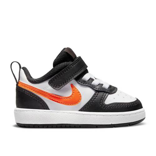 【 NIKE COURT BOROUGH LOW 2 TD 'WHITE BLACK ORANGE' / WHITE BLACK DARK SMOKE GREY 】 コート 黒色 ブラック 白色 ホワイト 灰色 グレー コートバーロウ ベビー ナイキ