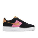 【 NIKE AIR FORCE 1 LOW GS 'BLACK LOTUS PINK' / BLACK LOTUS PINK WHITE ORANGE 】 黒色 ブラック ピンク 白色 ホワイト 橙 オレンジ エアフォース ジュニア キッズ ベビー マタニティ スニーカー ナイキ