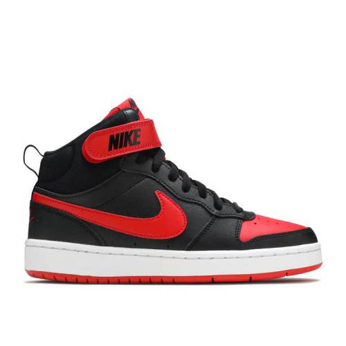 【 NIKE COURT BOROUGH MID 2 GS 'BRED' / BLACK WHITE UNIVERSITY RED 】 コート ミッド 黒色 ブ...