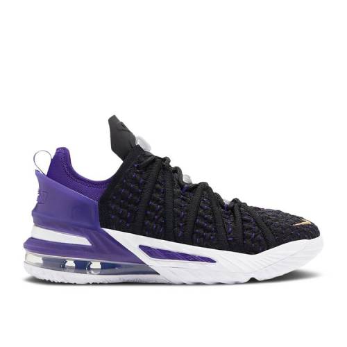 【 NIKE LEBRON 18 GS 'LAKERS' / BLACK METALLIC GOLD COURT PURPLE 】 レブロン 黒色 ブラック ゴ...