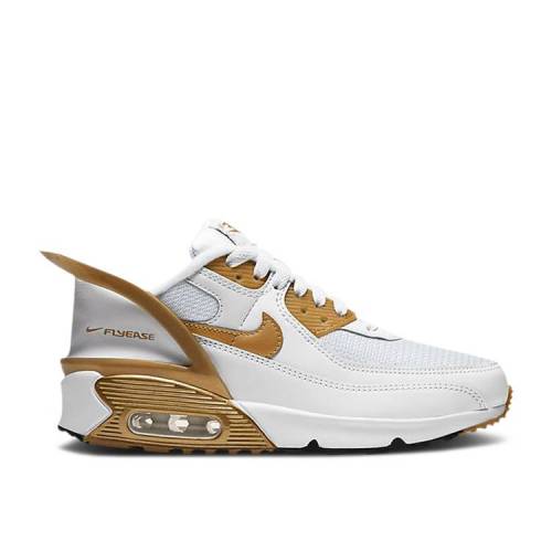 楽天スニケス【 NIKE AIR MAX 90 FLYEASE GS 'METALLIC GOLD' / WHITE WHITE BLACK METALLIC GOLD 】 マックス 白色 ホワイト 黒色 ブラック ゴールド エアマックス ジュニア キッズ ベビー マタニティ スニーカー ナイキ