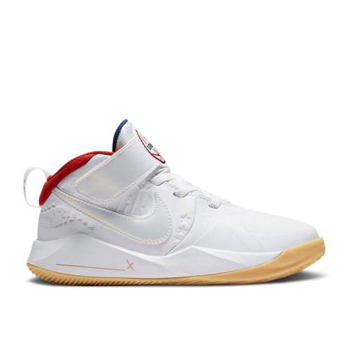 【 NIKE TEAM HUSTLE D9 PS 'WHITE METALLIC GOLD' / WHITE MYSTIC RED COASTAL BLUE 】 チーム 白色 ホワイト 赤 レッド 青色 ブルー ジュニア キッズ ベビー マタニティ スニーカー ナイキ