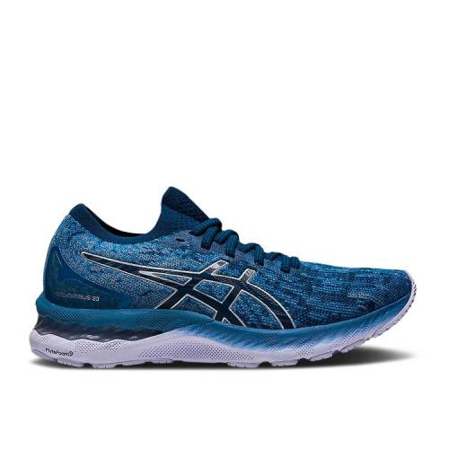 【 ASICS WMNS GEL NIMBUS 23 KNIT 'MAKO BLUE' / GREY FLOSS MAKO BLUE 】 ニット 灰色 グレー 青色 ブルー スニーカー レディース アシックス