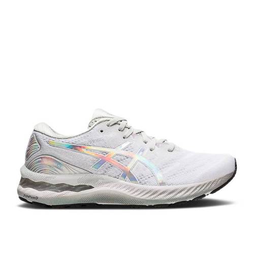 【 ASICS WMNS GEL NIMBUS 23 'PLATINUM' / GLACIER GREY WHITE 】 灰色 グレー 白色 ホワイト スニーカー レディース アシックス