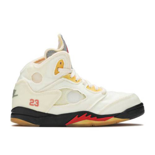 楽天スニケス【 AIR JORDAN OFF-WHITE X JORDAN 5 RETRO SP PS 'SAIL' / SAIL FIRE RED MUSLIN BLACK 】 ナイキ オフホワイト ファイア 赤 レッド 黒色 ブラック エアジョーダン ジュニア キッズ ベビー マタニティ スニーカー