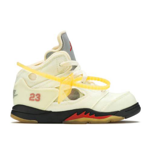 楽天スニケス【 AIR JORDAN OFF-WHITE X JORDAN 5 RETRO SP TD 'SAIL' / SAIL FIRE RED MUSLIN BLACK 】 ナイキ オフホワイト ファイア 赤 レッド 黒色 ブラック エアジョーダン ベビー