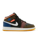 【 AIR JORDAN JORDAN 1 MID MMD GS 'MULTI GRID' / BLACK GAME ROYAL GREEN GLOW 】 ナイキ ミッド 黒色 ブラック ゲーム 緑 グリーン エアジョーダン ゲームロイヤル 青 ブルー ジュニア キッズ ベビー マタニティ