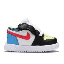 【 AIR JORDAN JORDAN 1 LOW TD 'FUNKY PATTERNS' / BLACK LIGHT FUSION RED WHITE 】 ナイキ 黒色 ブラック フュージョン 赤 レッド 白色 ホワイト エアジョーダン ベビー