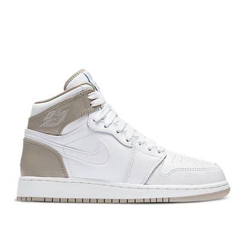 【 AIR JORDAN JORDAN 1 RETRO HIGH GS 'LINEN' / WHITE LIGHT SAND BOARDER BLUE 】 ナイキ ハイ 白色..