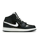 【 AIR JORDAN AIR JORDAN 1 MID SE GS 'BLACK GLITTER' / BLACK BLACK WHITE 】 ナイキ ミッド 黒色 ブラック 白色 ホワイト エアジョーダン ジュニア キッズ ベビー マタニティ スニーカー