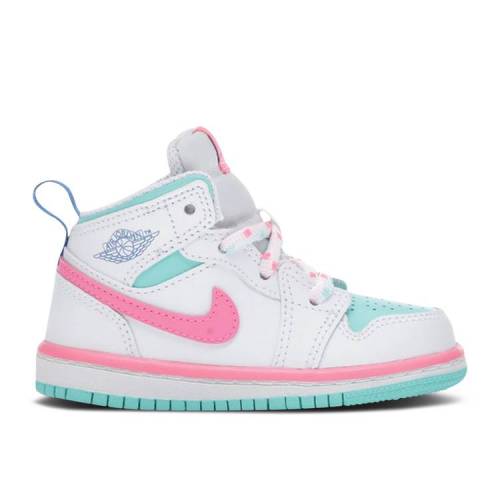 【 AIR JORDAN AIR JORDAN 1 MID TD 'DIGITAL PINK' / WHITE DIGITAL PINK AURORA GREEN 】 ナイキ ミ..