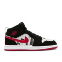 【 AIR JORDAN AIR JORDAN 1 MID SE PS 'NEWSPAPER TIMES' / BLACK GYM RED WHITE 】 ナイキ ミッド 黒色 ブラック 赤 レッド 白色 ホワイト エアジョーダン ジュニア キッズ ベビー マタニティ スニーカー