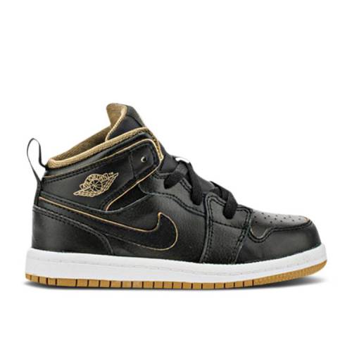 【 AIR JORDAN AIR JORDAN 1 MID TD 'BLACK METALLIC GOLD' / BLACK BLACK WHITE METALLIC GOLD 】 ナイキ ミッド 黒色 ブラック 白色 ホワイト ゴールド エアジョーダン ベビー