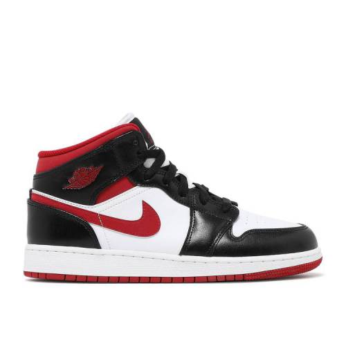 【 AIR JORDAN JORDAN 1 MID GS 'BLACK GYM RED' / WHITE GYM RED BLACK 】 ナイキ ミッド 白色 ホワイト 赤 レッド 黒色 ブラック エアジョーダン ジュニア キッズ ベビー マタニティ スニーカー