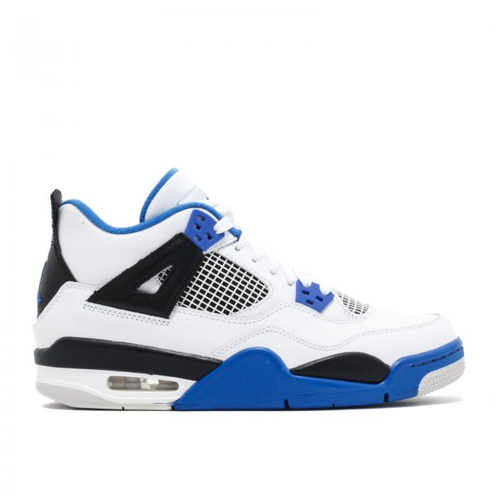 【 AIR JORDAN JORDAN 4 RETRO GS 'MOTORSPORTS' / WHITE GAME ROYAL BLACK 】 ナイキ 白色 ホワイト ゲーム 黒色 ブラック エアジョーダン ゲームロイヤル 青 ブルー ジュニア キッズ ベビー マタニティ スニーカ
