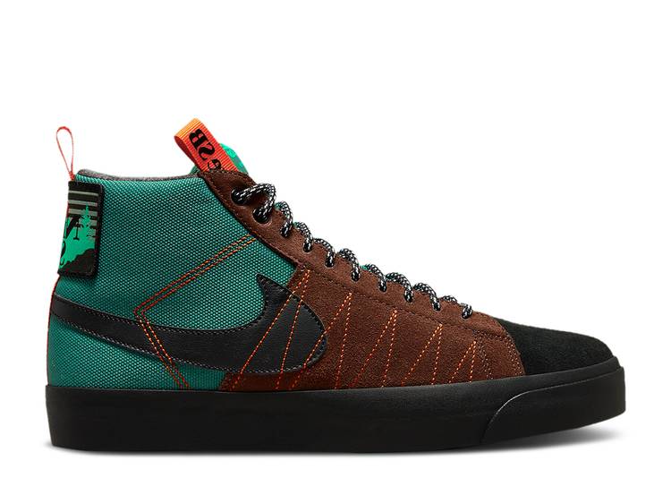 【 NIKE BLAZER MID PREMIUM SB 'ACCLIMATE PACK - NOBLE GREEN' / NOBLE GREEN WHITE SAFETY ORANGE 】 ブレイザー ミッド プレミアム エスビー 緑 グリーン 白色 ホワイト 橙 オレンジ スニーカー メンズ ナイキ