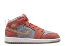 【 AIR JORDAN JORDAN 1 MID SE PS 'DENIM RED' / CINNABAR HEMP WHITE 】 ナイキ ミッド 白色 ホ...