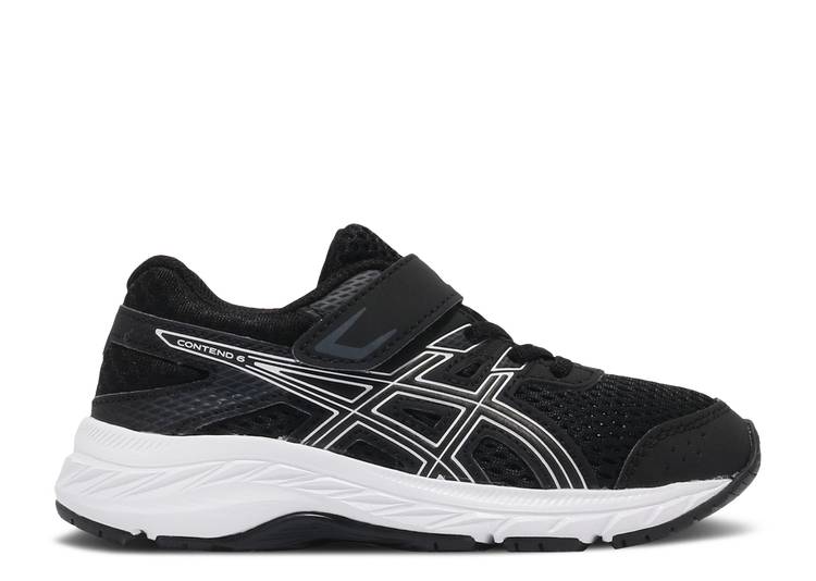 【 ASICS CONTEND 6 PS 'BLACK WHITE' / BLACK WHITE 】 黒色 ブラック 白色 ホワイト ジュニア キッズ ベビー マタニティ スニーカー アシックス