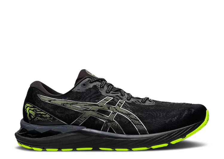 【 ASICS GEL CUMULUS 23 'BLACK GREEN' / BLACK CARRIER GREY 】 黒色 ブラック 灰色 グレー スニーカー...