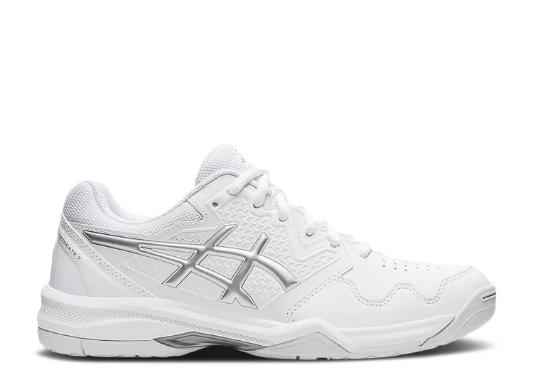 【 ASICS WMNS GEL DEDICATE 7 'WHITE PURE SILVER' / WHITE PURE SILVER 】 ピュア 白色 ホワイト 銀色 シルバー スニーカー レディース アシックス