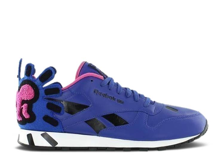 【 REEBOK KEITH HARING X CLASSIC LEATHER LUX 'VITAL BLUE PINK' / VITAL BLUE PINK BLACK WHITE 】 リーボック クラシック レザー 青色 ブルー ピンク 黒色 ブラック 白色 ホワイト スニーカー メンズ