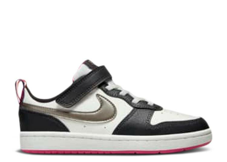 【 NIKE COURT BOROUGH LOW 2 SE PS 'WHITE PINK PRIME METALLIC PEWTER' / SUMMIT WHI...