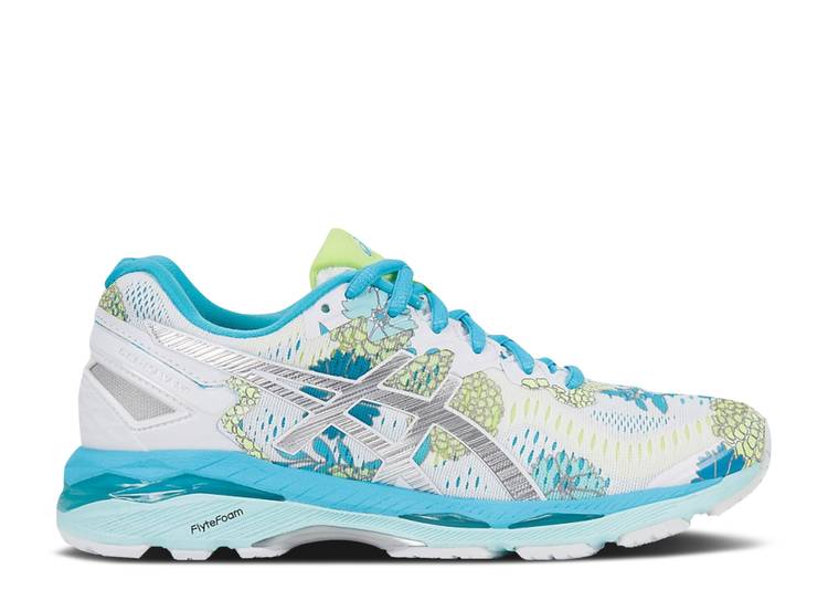 【 ASICS WMNS GEL KAYANO 23 'WHITE FLORAL' / WHITE SILVER AQUARIUM 】 白色 ホワイト 銀色 シルバー スニーカー レディース アシックス