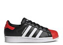 【 ADIDAS LEGO X SUPERSTAR BIG KID 'CORE BLACK RED' / CORE BLACK CLOUD WHITE CLOUD WHITE 】 アディダス スーパースター 黒色 ブラック コア 白色 ホワイト ジュニア キッズ ベビー マタニティ スニーカー