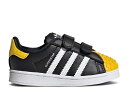 【 ADIDAS LEGO X SUPERSTAR LITTLE KID 'CORE BLACK YELLOW' / CORE BLACK CLOUD WHITE CLOUD WHITE 】 アディダス スーパースター 黒色 ブラック コア 白色 ホワイト ジュニア キッズ ベビー マタニティ スニーカー