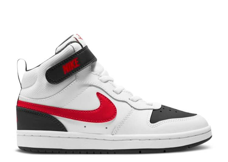 【 NIKE COURT BOROUGH MID 2 PSV 'WHITE BLACK UNIVERSITY RED' / WHITE BLACK UNIVER...