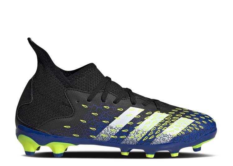 【 ADIDAS PREDATOR FREAK.3 MG J 'DEMONSCALE - ROYAL BLUE YELLOW' / CORE BLACK CLOUD WHITE SOLAR 】 アディダス プレデター 青色 ブルー コア 黒色 ブラック 白色 ホワイト ジュニア キッズ ベビー マタニティ スニー