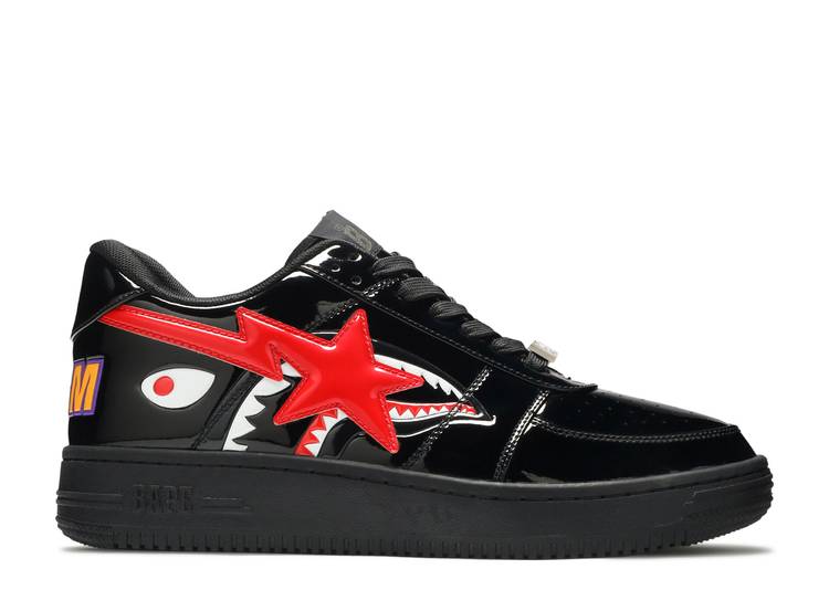 【 BAPE BAPESTA LOW M2 'SHARK FACE - BLACK' / BLACK RED WHITE 】 黒色 ブラック 赤 レッド 白色 ...