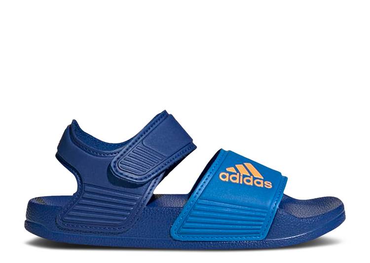 【 ADIDAS ADILETTE SANDAL J 'ROYAL BLUE' / ROYAL BLUE FLASH ORANGE BLUE 】 アディダス アディレッタ 青色 ブルー 橙 オレンジ ジュニア キッズ ベビー マタニティ スニーカー