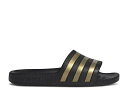 【 ADIDAS ADILETTE AQUA SLIDES 'BLACK GOLD METALLIC' / CORE BLACK GOLD METALLIC CORE 】 アディダス アディレッタ アクア ゴールド コア 黒色 ブラック スニーカー メンズ