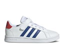 アディダス ADIDAS アディダス グランド コート 白色 ホワイト 青色 ブルー 赤 レッド 'WHITE BLUE' ジュニア キッズ 【 RED ADIDAS GRAND COURT LITTLE KID ROYAL CLOUD WHITE BLUE VIVID 】