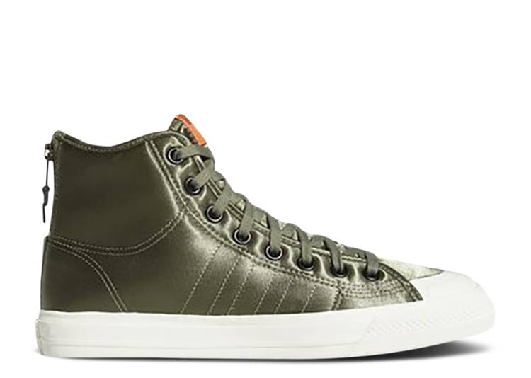 【 ADIDAS NIZZA HIGH RF 'LEGEND GREEN' / LEGEND GREEN ORANGE OFF WHITE 】 アディダス ハイ レジェンド 緑 グリーン 橙 オレンジ 白色 ホワイト スニーカー メンズ
