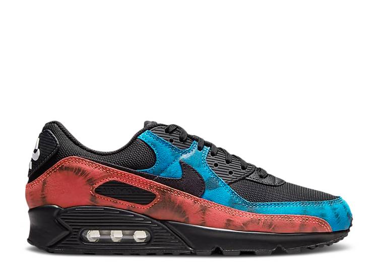 【 NIKE AIR MAX 90 'BLACK TIE DYE' / BLACK LASER BLUE CRIMSON WHITE 】 マックス ネクタイ 黒色 ブラック レーザー 青色 ブルー クリムゾン 白色 ホワイト エアマックス スニーカー メンズ ナイキ