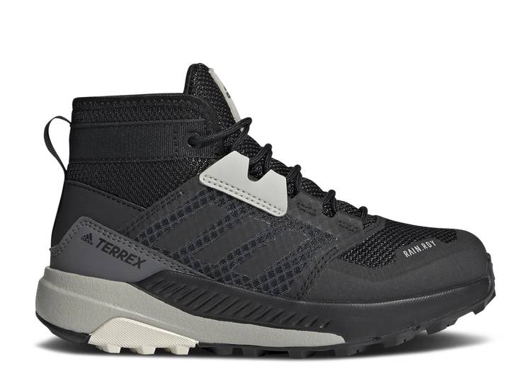 【 ADIDAS TERREX TRAILMAKER MID RAIN.RDY J 'BLACK ALUMINIUM' / CORE BLACK CORE BLACK ALUMINIUM 】 アディダス ミッド コア 黒色 ブラック ジュニア キッズ ベビー マタニティ スニーカー