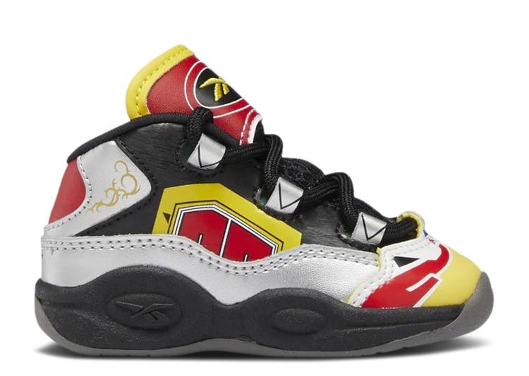 【 REEBOK POWER RANGERS X QUESTION MID TODDLER 039 MEGAZORD BATTLE MODE 039 / BLACK SILVER METALLIC VECTOR 】 リーボック パワー レンジャース クエスチョン ミッド ベビー 赤ちゃん用 黒色 ブラック 銀色 シルバー クエ