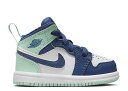 【 AIR JORDAN AIR JORDAN 1 MID TD 'BLUE MINT' / MYSTIC NAVY WHITE MINT FOAM 】 ナイキ ミッド 紺色 ネイビー 白色 ホワイト エアジョーダン ベビー