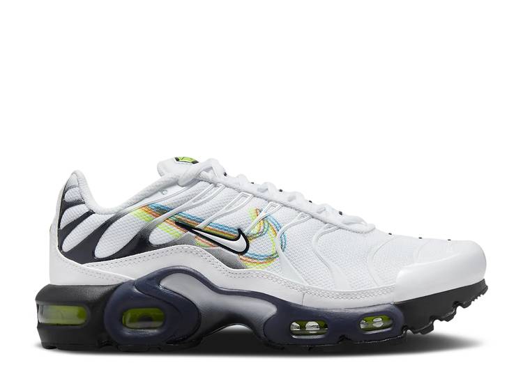 【 NIKE AIR MAX PLUS GS 'LAYERED SWOOSH' / WHITE VOLT FOOTBALL GREY 】 マックス 白色 ホワイト 灰..