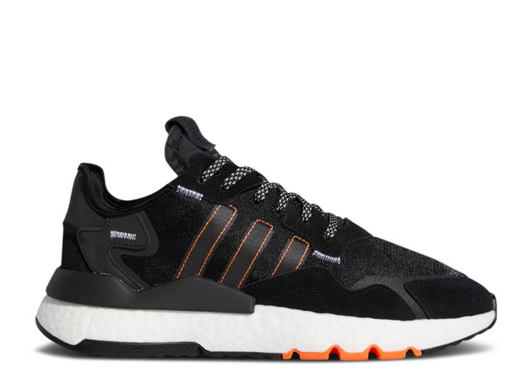 【 ADIDAS NITE JOGGER 'BLACK SOLAR ORANGE' / CORE BLACK CLOUD WHITE SOLAR 】 アディダス ジョガーパンツ コア 黒色 ブラック 白色 ホワイト スニーカー メンズ