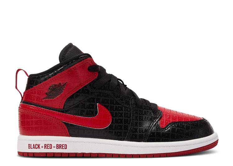 【 AIR JORDAN JORDAN 1 MID SS PS 'BLACK + RED = BRED' / BLACK GYM RED WHITE 】 ナイキ ミッド 赤 レッド 黒色 ブラック 白色 ホワイト エアジョーダン ジュニア キッズ ベビー マタニティ スニーカー